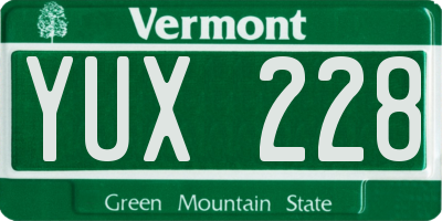 VT license plate YUX228