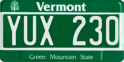VT license plate YUX230