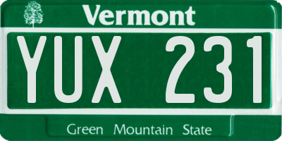 VT license plate YUX231