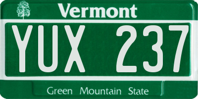 VT license plate YUX237