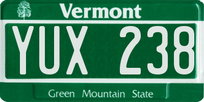 VT license plate YUX238