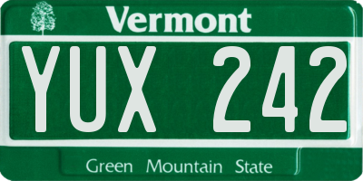 VT license plate YUX242