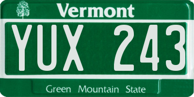 VT license plate YUX243