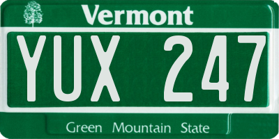 VT license plate YUX247