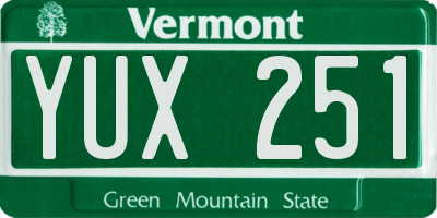 VT license plate YUX251