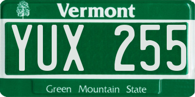 VT license plate YUX255
