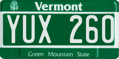VT license plate YUX260