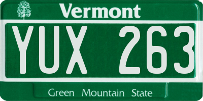 VT license plate YUX263