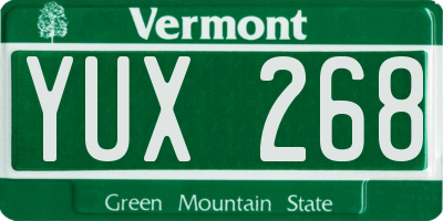 VT license plate YUX268