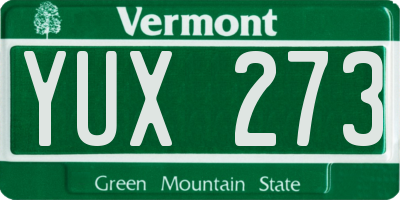 VT license plate YUX273