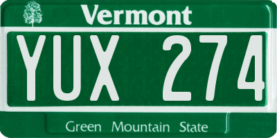 VT license plate YUX274