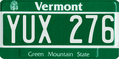 VT license plate YUX276