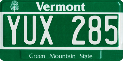 VT license plate YUX285