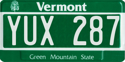 VT license plate YUX287