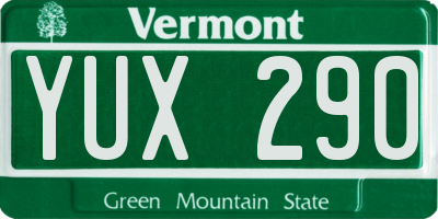 VT license plate YUX290