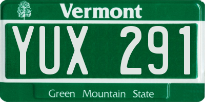 VT license plate YUX291