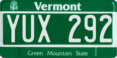 VT license plate YUX292