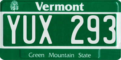 VT license plate YUX293