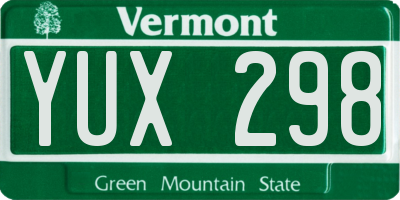 VT license plate YUX298