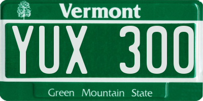 VT license plate YUX300