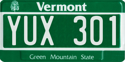 VT license plate YUX301