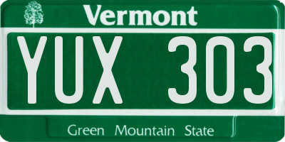 VT license plate YUX303