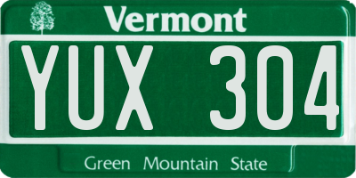 VT license plate YUX304