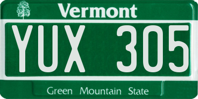 VT license plate YUX305