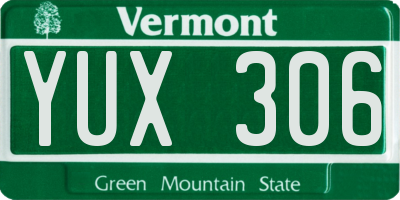 VT license plate YUX306