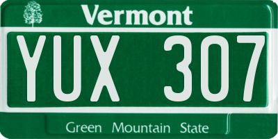 VT license plate YUX307