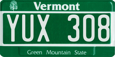 VT license plate YUX308