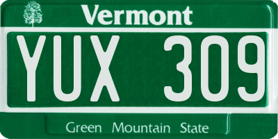 VT license plate YUX309