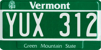 VT license plate YUX312