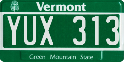 VT license plate YUX313