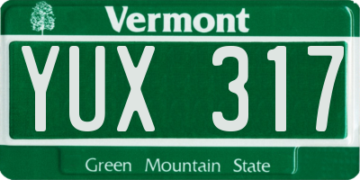 VT license plate YUX317