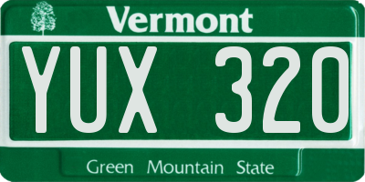 VT license plate YUX320