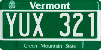 VT license plate YUX321