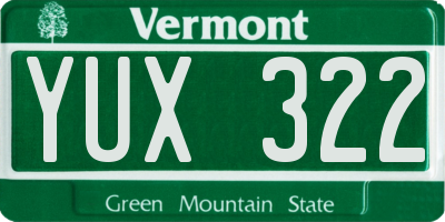 VT license plate YUX322