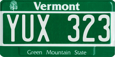 VT license plate YUX323