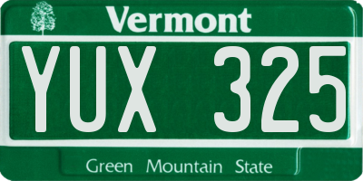 VT license plate YUX325