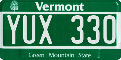 VT license plate YUX330