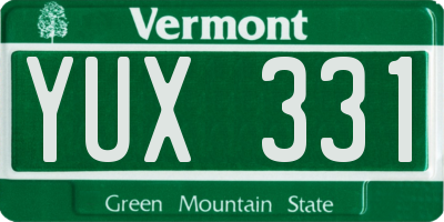 VT license plate YUX331