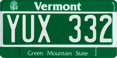 VT license plate YUX332