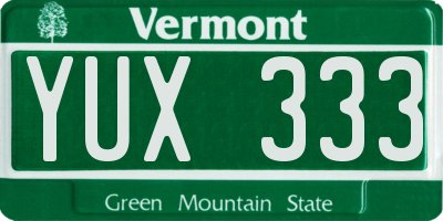 VT license plate YUX333