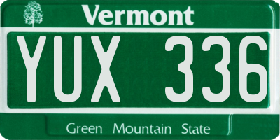 VT license plate YUX336