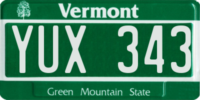 VT license plate YUX343