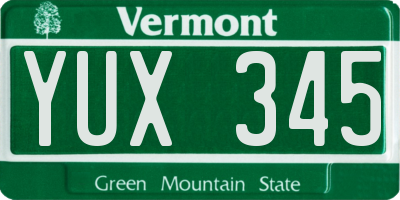 VT license plate YUX345