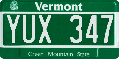 VT license plate YUX347