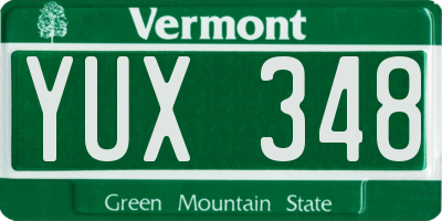 VT license plate YUX348
