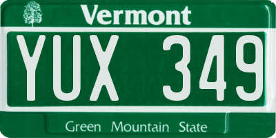 VT license plate YUX349